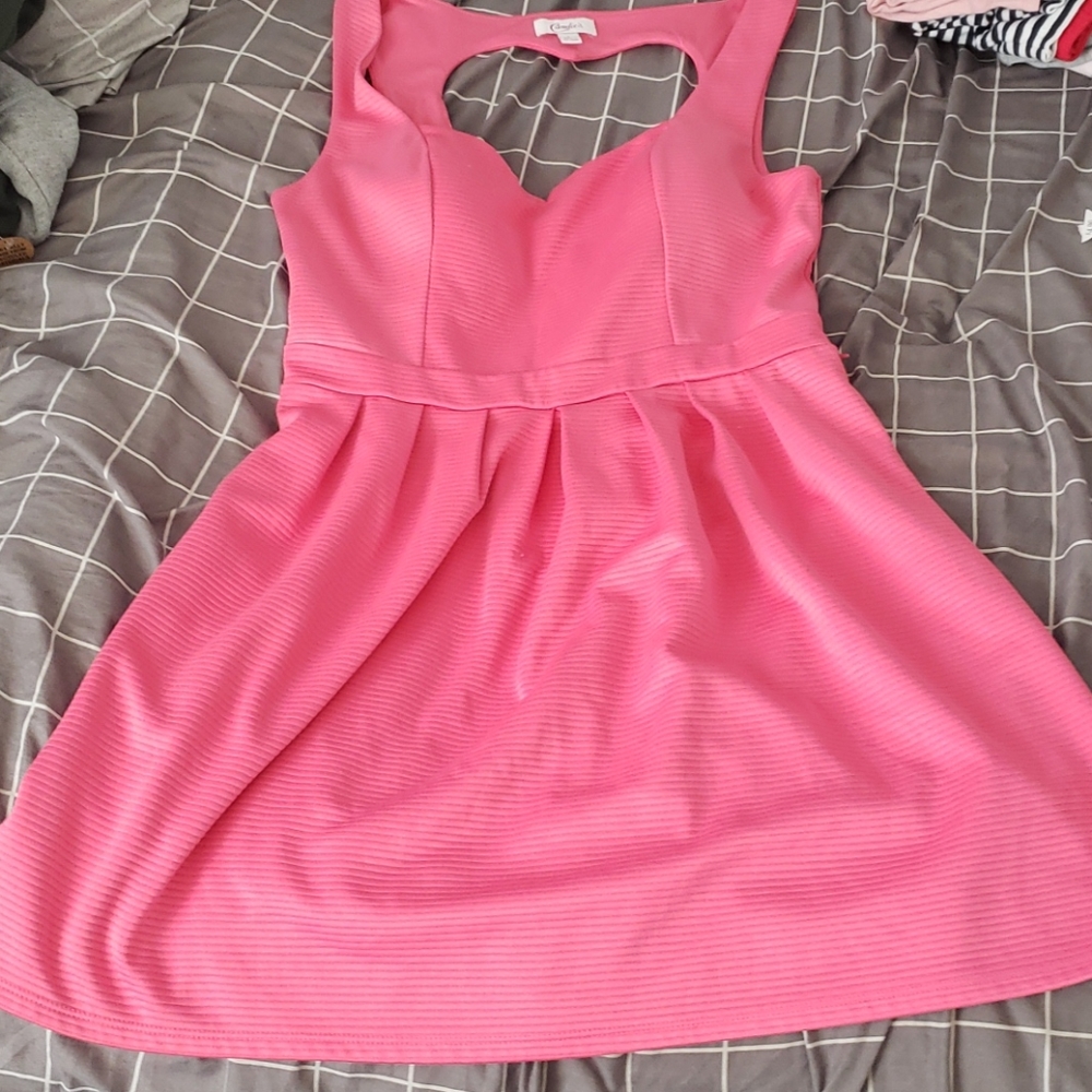 Pink heart cut out dress large